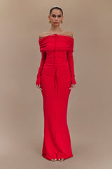 Polly Knit Maxi Skirt - Red