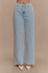 Caitlin Mid Rise Denim Jeans - Light Blue