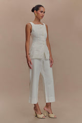 Kaitlyn Square Neck Long Line Top - White