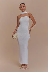 Andrea Strapless Knit Maxi Dress - White