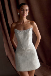 Lorrie Tweed Corset Mini Dress - White