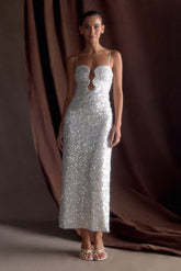 Makari Sequin Maxi Dress - White