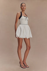 Queenie Halter Bubble Mini Dress - Black/White