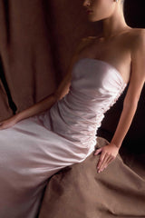 Cedar Strapless Satin Maxi Dress - Soft Pink