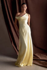 Jacinta One Shoulder Maxi Dress - Pastel Lemon