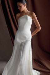 Juno Strapless Pleated Maxi Gown - White