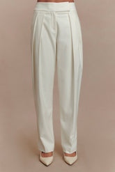 Penelope Pleated High Waisted Pants - Ivory