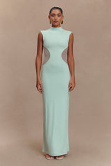 Massie Slinky And Mesh Maxi Dress - Lagoon
