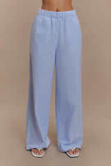 Hansen Wide Leg Pants - Blue Pinstripe