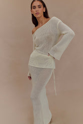 Reagan Off Shoulder Knit Top - White