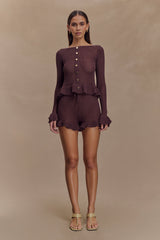 Eleanor Knit Frill Shorts - Chocolate
