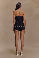 Judith Strapless Scallop Top - Black