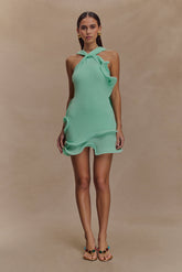 Caprice Halter Knit Mini Dress - Lagoon