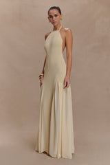 Soleil Knit And Mesh Halter Maxi Dress - Cream