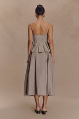 Mae A-Line Midi Skirt - Pebble Brown