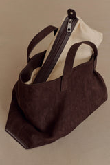Baylor Faux Suede Bag - Chocolate