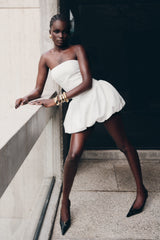 Clementina Strapless Bubble Mini Dress - White