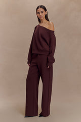 Aiden Slouchy Crew Jumper - Chocolate