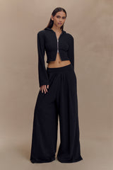 Aspen Gathered Wide Leg Jogger - Black