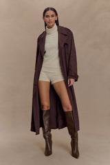 Marc Faux Suede Coat - Cocoa Chocolate