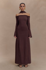 Heidi Strapless Knit Scarf Maxi Dress - Dark Chocolate