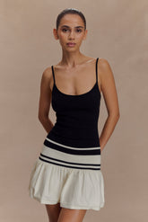 Ellison Contrast Knit Mini Dress - Black/White