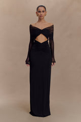 Rafaella Slinky And Mesh Maxi Dress - Black