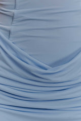 Mattea Slinky And Mesh Mini Dress With Scarf - Powder Blue