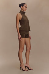 Birdie Fold Over Shorts - Chocolate