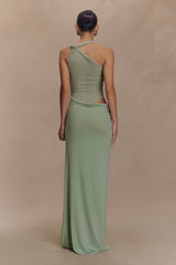 Edwina Knotted Mesh Maxi Dress - Sage