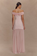 Kellie Off Shoulder Crepe Maxi Dress - Blush Pink