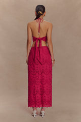 Kensley Broderie Midi Skirt - Dragonfruit