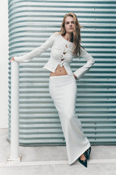 Alejandra Floral Long Sleeve Knit Top - White