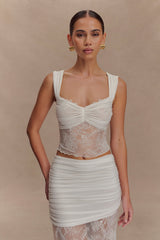 Guinevere Lace And Mesh Top - Ivory