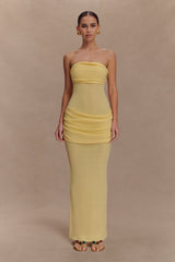 Elora Strapless Knit Maxi Dress - Lemon
