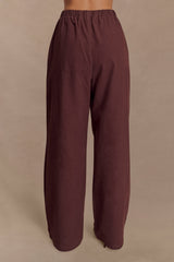 Janayia Cotton Wide Leg Pants - Dark Espresso