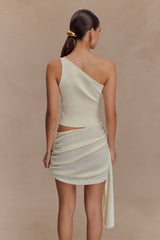 Cali Drape Skirt Knit Mini Dress - Ivory