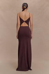 Reama Wrap Over Knit Maxi Dress - Chocolate