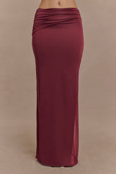 Judy Slinky And Mesh Maxi Skirt - Wine
