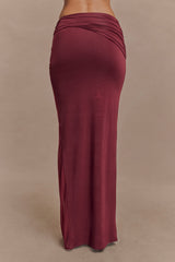 Judy Slinky And Mesh Maxi Skirt - Wine
