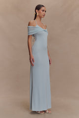 Bernadina Mesh And Slinky Halter Maxi Dress - Pale Blue