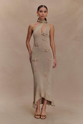 Celestino Floral Metallic Knit Maxi Dress - Gold