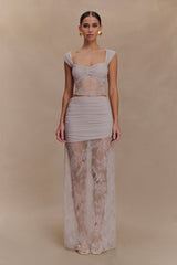 Guinevere Lace And Mesh Top - Lilac