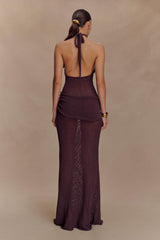 Reece Halter Knit Maxi Dress - Chocolate