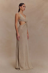 Gracelyn Twisted Metallic Knit Maxi Dress - Gold