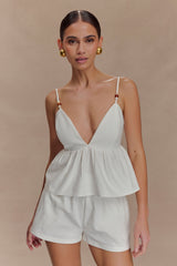 Janayia Cotton Beaded Top - White