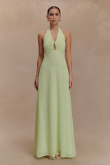 Malakhai Chiffon Halter Maxi Dress - Pastel Green