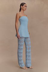 Trena Crochet Knit Pants - Sky Blue
