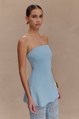 Anette Bandage Knit Strapless Top - Sky Blue