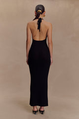 Ayella Cowl Knit Maxi Dress - Black